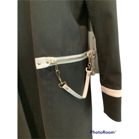 WORTH BLACK CANVAS/WHITE LEATHER TRIM WALKING COAT 10P - Picture 2 of 9